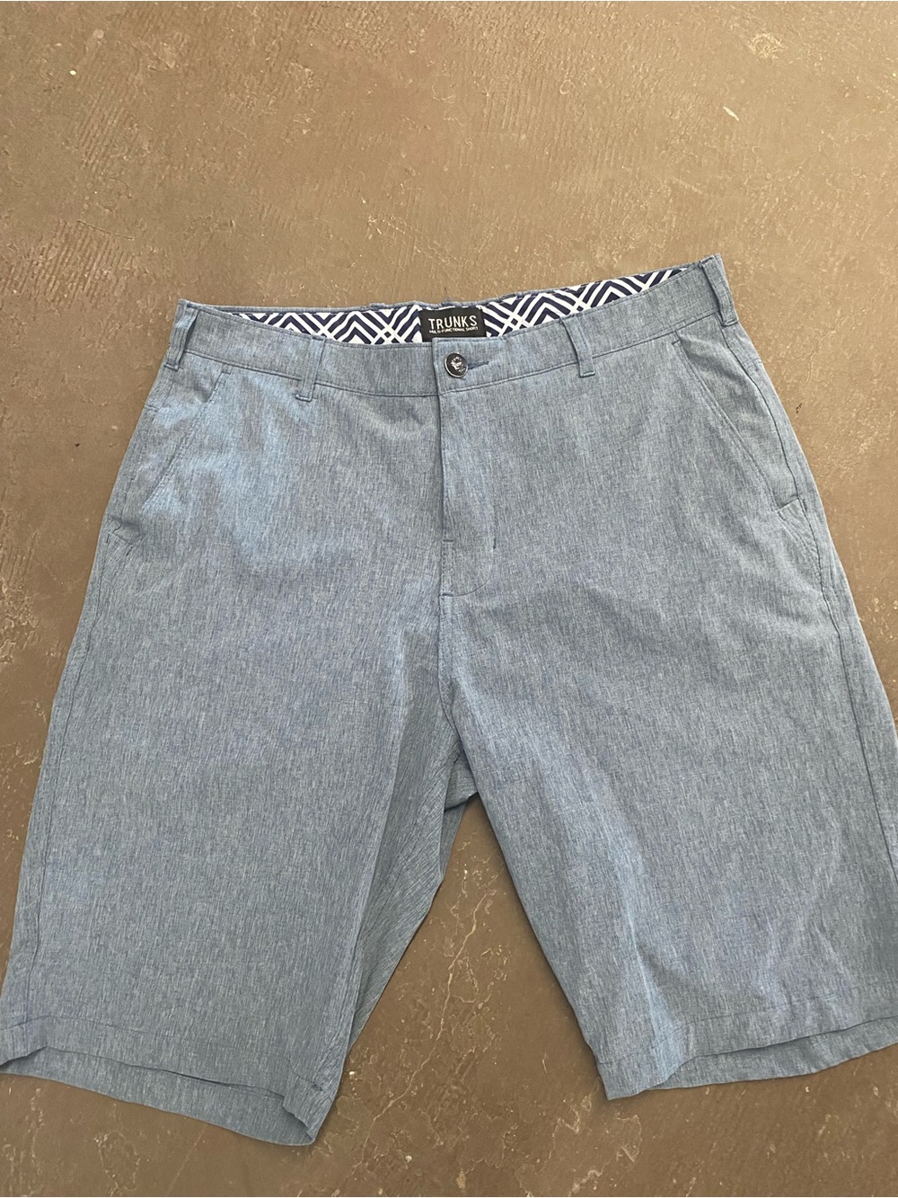 Trunks Coastal Chambray Flat-Front Men’s Shorts — Light Blue